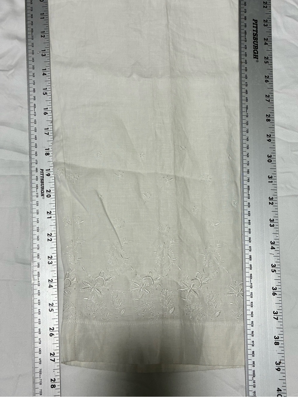 Irish Linen L NWT VTG Embroidered Straight Leg Linen Pants in White Lightweight - Picture 12 of 15